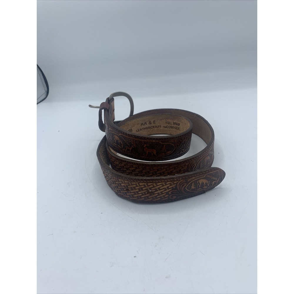AA&E Leathercraft Vintage Embossed Full Grain Cowhide Belt